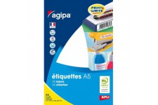AGIPA Etuis A5 ( 16F ) de 640 etiquettes multi-usage Permanentes 35 x 15 mm Blanc