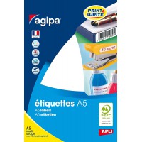 AGIPA Etui A5 ( 16F ) de 288 etiquettes multi-usage Permanentes 20x67 mm Blanc