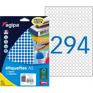 Etui A5 2940 etiquettes rondes bleus 8 diam