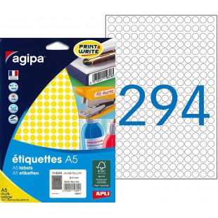 Etui A5 2940 etiquettes rondes jaunes 8 diam