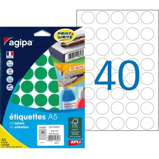 Etui A5 400 etiquettes rondes vertes 24 diam