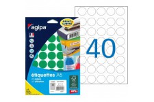 Etui A5 400 etiquettes rondes vertes 24 diam