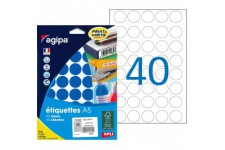 Etui A5 400 etiquettes rondes bleus 24 diam