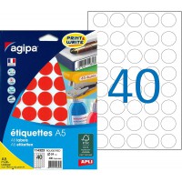 Etui A5 400 etiquettes rondes rouges 24 diam