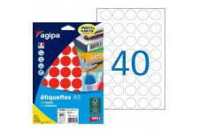 Etui A5 400 etiquettes rondes rouges 24 diam