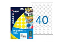 Etui A5 400 etiquettes rondes jaunes 24 diam