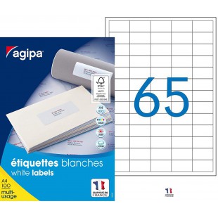 Apli - Boite etiquettes Adhesives Blanches Multi-Usages Coins Droits - Certifie FSC - Anti-bourrage - 38 x 21,2 mm - 6500 etiqu