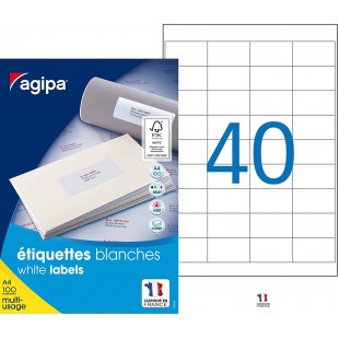 Apli - Boite etiquettes Adhesives Blanches Multi-Usages Coins Droits - Certifie FSC - Anti-bourrage - 48,5 x 25,4 mm - 4000 eti