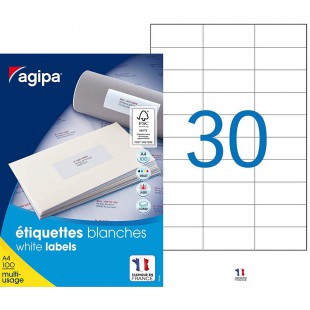 118994 Lot de 3000 Etiquettes DIN A4 multi usage pose express droits 70 mm x 29,7 mm Blanc