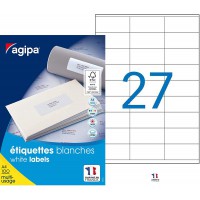 Apli 119001 - 2700 Etiquettes adhesives blanches A4 MU - 70 x 31 mm - Impression : laser, copieur, jet d'encre - Fabrique en Fra