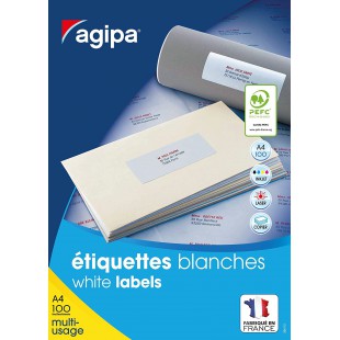 Apli 119005 - 1600 Etiquettes adhesives A4 MU - 105 x 35 mm - Impression : laser, copieur, jet d'encre - Blanc