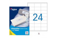 Apli 119011 - 2400 Etiquettes adhesives blanches A4 MU - 70 x 36 mm- Impression : laser, copieur, jet d'encre - Fabrique en Fran