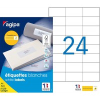 Apli Agipa - Boite etiquettes Adhesives Blanches Multi-Usages - Certifie FSC - Anti-bourrage - 70 x 37 mm - 2400 etiquettes