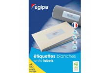 Apli Agipa 119016 - 200 Etiquettes adhesives blanches A4 MU - 210 x 148,5 mm - Impression : laser, copieur, jet d'encre - Fabriq