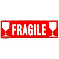 Apli 119208 Lot de 100 Etiquettes Fragile Blanc/verre 190 x 60 mm Rouge