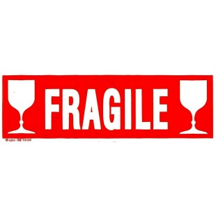 Apli 119208 Lot de 100 Etiquettes Fragile Blanc/verre 190 x 60 mm Rouge