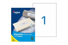 Apli Agipa - Pochette etiquettes Adhesives Blanches Multi-Usages - Coins Droits - 210 x 297 mm - Certifie FSC - 25 etiquettes