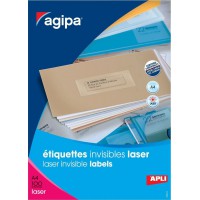 AGIPA Lot de 10 Btes 100 etiquette A4 210x297 mm (1 x 100F A4) Las / Cop Coin Droit Permanent Transparent
