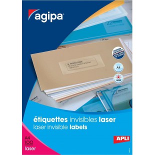 AGIPA Btes 100 etiquette A4 210x297 mm (1 x 100F A4) Las / Cop Coin Droit Permanent Transparent