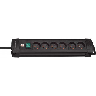 Multiprise Premium-Plus Noire, 6 Prises, avec 3m de cable, Fabrication Francaise