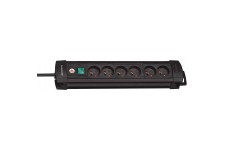 Multiprise Premium-Plus Noire, 6 Prises, avec 3m de cable, Fabrication Francaise