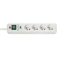 Multiprise ECO-LINE blanche, 4 prises de courant, avec parasurtenseur (13500 A) et 1,4m de cable