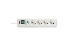 Multiprise ECO-LINE blanche, 4 prises de courant, avec parasurtenseur (13500 A) et 1,4m de cable