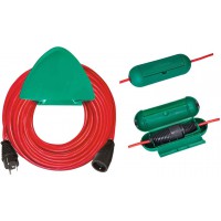 Rallonge rouge 40m de cable, avec support mural vert et safe box, Fabrication Francaise