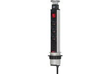 Brennenstuhl Multiprise TOWER POWER encastrable, 3 prises + 2 prises USB, avec 2m de cable