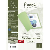 Exacompta - Ref. 410002E - Paquet de 100 chemises rigides Forever® 220 g/m2 - chemises 100% recyclees et certifiees Ange Bleu - 