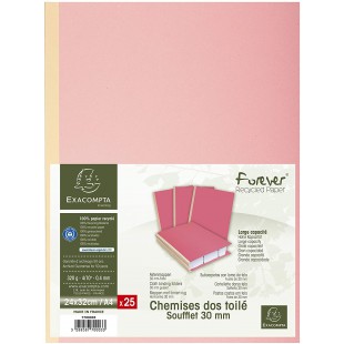 Exacompta - Ref. 770003E - Paquet de 25 chemises rigides a  soufflet dos toile Forever® 320 g/m² - dos de 30 mm - certifiees Ang