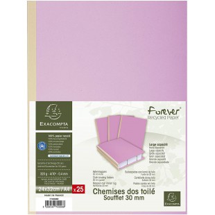 Exacompta - Ref. 770008E - Paquet de 25 chemises rigides a  soufflet dos toile Forever® 320 g/m² - dos de 30 mm - certifiees Ang