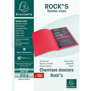 Paquet de 100 chemises Rock's carte 220 grammes 24x32 Rouge turc