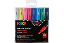 POSCA - Uni Mitsubishi Pencil - 8 Marqueurs PC1MC Pointe Extra Fine Conique - Marqueurs Peinture a€ Base d'eau - Tout Support - 