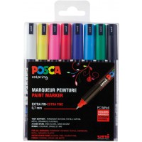 uni-ball 181708 - Marqueur Uni Posca avec Pointe kalibrierter, Lot de 8, grundfarben