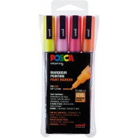 POSCA Set 4 MARQUEURS PC3M Pochette Paillettes Chaudes