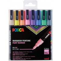 POSCA - Uni Mitsubishi Pencil - 8 Marqueurs PC3M - Pointe Conique - Posca Pointe Fine - Marqueurs Peinture a  Base d'Eau - Tout 