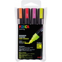 POSCA Set 4 MARQUEURS PC5M Pochette Fluo