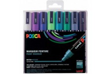 POSCA - Uni Mitsubishi Pencil - 8 Marqueurs PC5M - Pointe Conique - Couleurs Froides - Posca Pointe Moyenne - Marqueurs Peinture