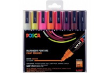 Mitsubishi Pencil - 8 Marqueurs Posca PC5M - Pointe Conique - Couleurs Chaudes - Posca Pointe Moyenne - Marqueurs Peinture a  Ba