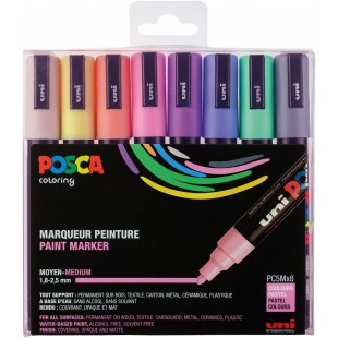 POSCA Set 8 MARQUEURS PC5M Pochette Pastel