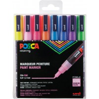 UNIBALL 10394 Marqueur Posca Pointe Conique Fine Plastique s Pailletee Lot de 8 Jaune