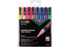 UNIBALL 10394 Marqueur Posca Pointe Conique Fine Plastique s Pailletee Lot de 8 Jaune