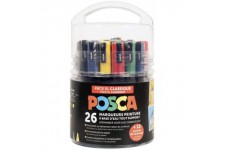POSCA - Uni Mitsubishi Pencil - Pot Posca Special Loisirs Creatifs - Pack XL - 26 Marqueurs Posca - 2 Tailles de Pointes PC3M et
