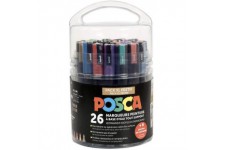 POSCA - Uni Mitsubishi Pencil - Pot Posca Special Loisirs Creatifs - Pack XL - 26 Marqueurs - 2 Tailles de Pointes PC3M et PC5M 