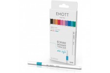 Emott - Uni Ball - Uni Mitsubishi Pencil - 10 Feutres Pastel Colors - ecrire, Dessiner, Tracer - Pointe 0,4mm - Violet, Vert, Co