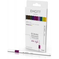 Emott - Uni Ball - Uni Mitsubishi Pencil - 10 Feutres Calm-Tone Dark Colors - ecrire, Dessiner, Tracer - 0,4mm - Amethyste, Bleu