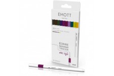 Emott - Uni Ball - Uni Mitsubishi Pencil - 10 Feutres Calm-Tone Dark Colors - ecrire, Dessiner, Tracer - 0,4mm - Amethyste, Bleu