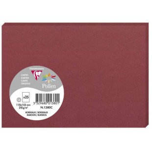 Clairefontaine 1380C - Paquet de 25 Cartes Simples - Format C6 11x15,5cm - 210g/m² - Coloris Bordeaux - Cartons d'Invitation Eve