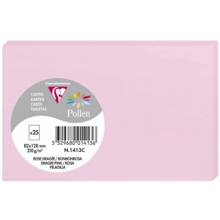 Clairefontaine 1413C - Paquet de 25 Cartes Simples - Format 8,2x12,8cm - 210g/m² - Coloris Rose Dragee - Cartons d'I